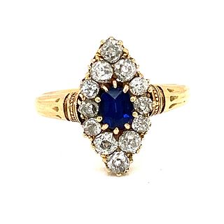 14k Sri Lanka Sapphire Diamond Ring