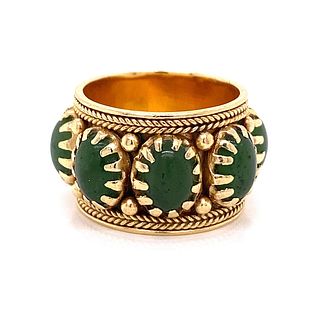 Victorian Indian 14k Eternity Jade Green Ring