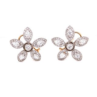 Platinum Gold Back Flower Diamond Earrings