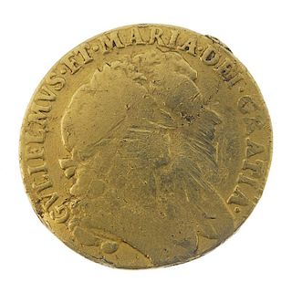 William and Mary, Guinea 1690. Fair, obverse scored. <br><br>Fair, obverse scored.