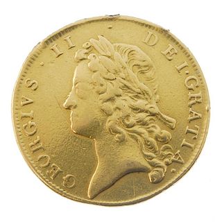 George II, Two-Guinea 1738. About very fine, previously mounted. <br><br>About very fine, previously