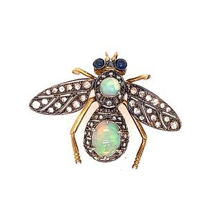 18k Silver Opal Bug BroochÂ 
