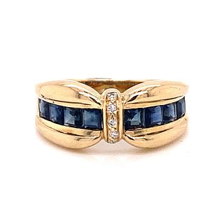 Retro 14K Diamond Sapphire Ring