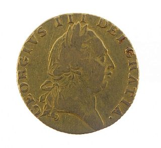 George III, Guinea 1789 (S 3729). Fine, stain to reverse. <br><br>Fine, stain to reverse.