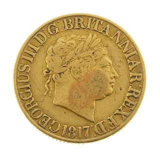 George III, Sovereign 1817. Fine, localised scratches to obverse. <br><br>Fine, noticeable localised
