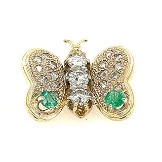 18k Diamond Emerald Butterfly Pendant