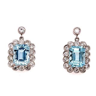 Platinum Aqua Diamond EarringsÂ 