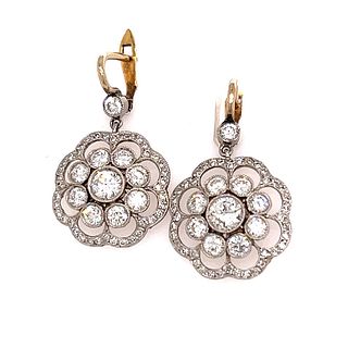 Platinum 18k Flower Diamond Earrings