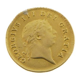 George III, Half-Guinea 1804. Fine, bent and previously mounted. <br><br>Fine, bent and previously m