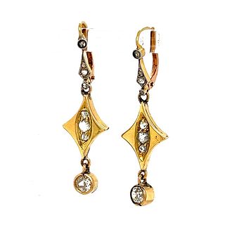 Art Nouveau 18k Diamond Drop EarringsÂ 
