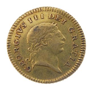George III, Third-Guinea 1804. Very fine, flan slightly bent. <br><br>Very fine, flan slightly bent.