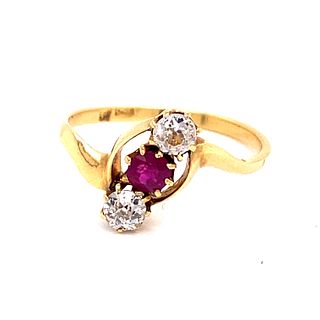 Edwardian 18k Diamond Ruby RingÂ 