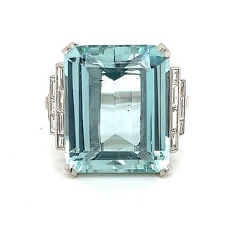Platinum Aquamarine Diamond RingÂ 