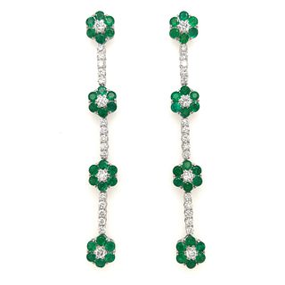 18k Diamond Emerald Drop EarringsÂ 