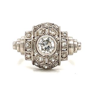 Art Deco Platinum Diamond Engagement RingÂ 