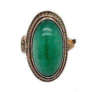Silver Jade Jadeite Ring