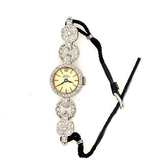 Art Deco Platinum Diamond Girard Perregaux Watch