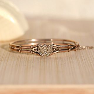 Victorian Entwined Hearts Bangle with Pearls, 14k