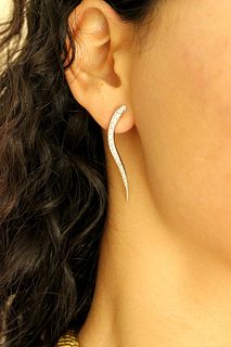 Vintage Single Diamond Snake Earring, 14k