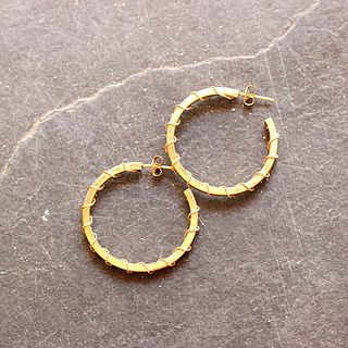Vintage Ropetwist Gold Hoop Earrings, 14k