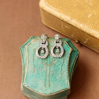 Vintage Diamond Dangle Earrings, 14k