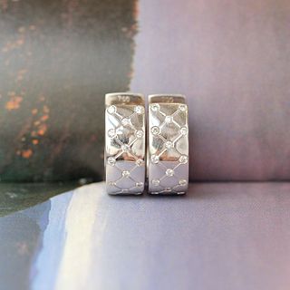 Vintage Diamond Huggy Earrings, 18k