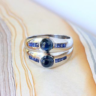 Art Deco Double Sapphire Ring, Platinum