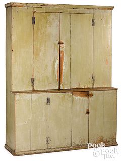 Painted pine stepback cupboard, early 19th c.