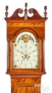 Delaware Chippendale mahogany tall case clock