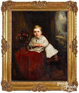 Frederick Spang oil on canvas portrait of a boy