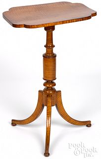 Tiger maple candlestand, ca. 1830