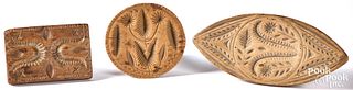 Three carved tulip butterprints, early 19th c.