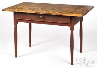 Painted pine work table, ca. 1830