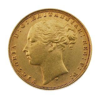 Victoria, Sovereign 1876M, young head. Very fine. <br><br>Very fine.