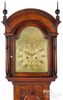 Rhode Island Chippendale maple tall case clock