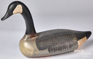 Carved and painted Canada goose field decoy