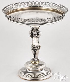 Large Gorham sterling silver compote, 1871