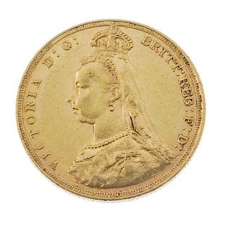 Victoria, Sovereign 1887M, jubilee head. Good very fine. <br><br>Good very fine.