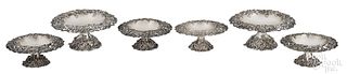 Six sterling silver footed bowls