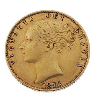 Victoria, Sovereign 1878S, young head, rev. shield. Fine. <br><br>Fine.
