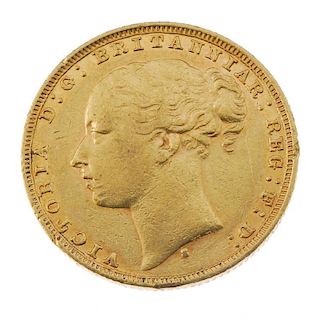 Victoria, Sovereign 1879S, young head. Very fine. <br><br>Very fine.