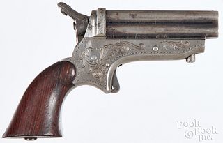 Sharps engraved four barrel pepperbox pistol