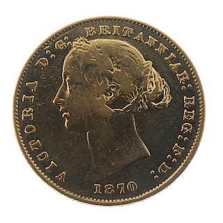 Australia, Victoria, Sovereign 1870. Sydney Mint, rev. Australia across field. About very fine, clea
