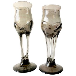 1970s James Wayne Organic California Modern Studio Glass Goblets