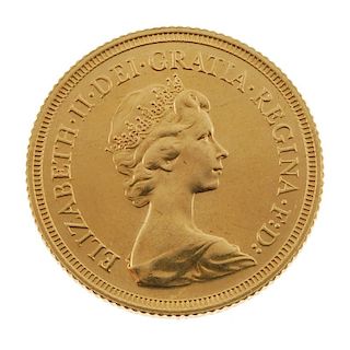 Elizabeth II, Sovereign 1980. About uncirculated. <br><br>About uncirculated.