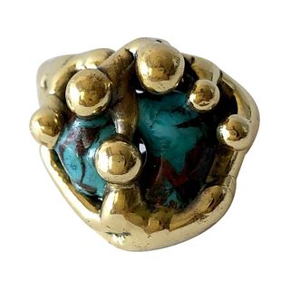 Michael Schwade Handmade Bronze Glass Organic Modernist Ring