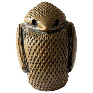 1970s Studio Pottery Stout Stoneware Owl Sculpture by Louis Mclean