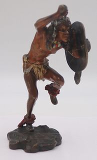 Franz Bergman Cold Painted Bronze of a Native