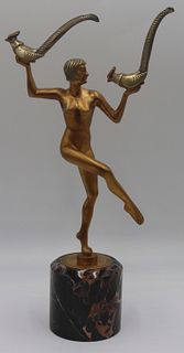Art Deco Bronze Figure of a Dancer with Birds.