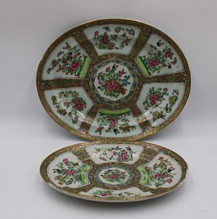 2 Antique Chinese Rose Medallion Platters.